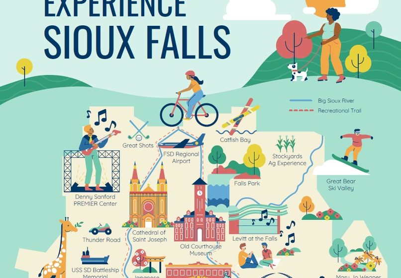 Illustrated map of Sioux Falls