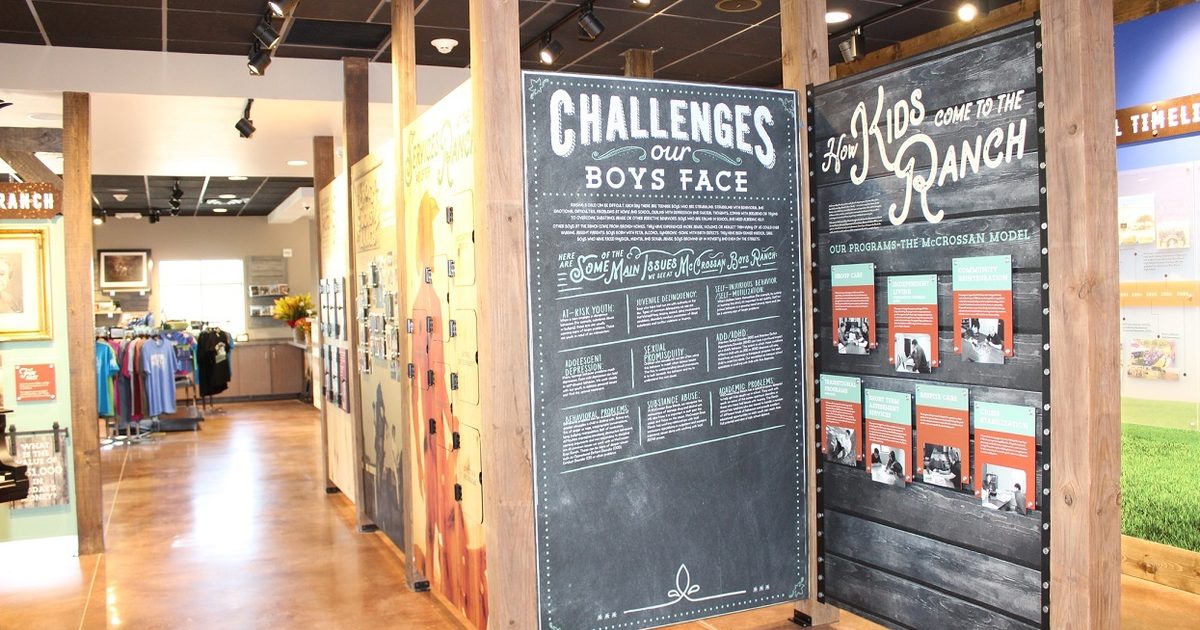 Display boards of information and history of McCrossan Boys Ranch