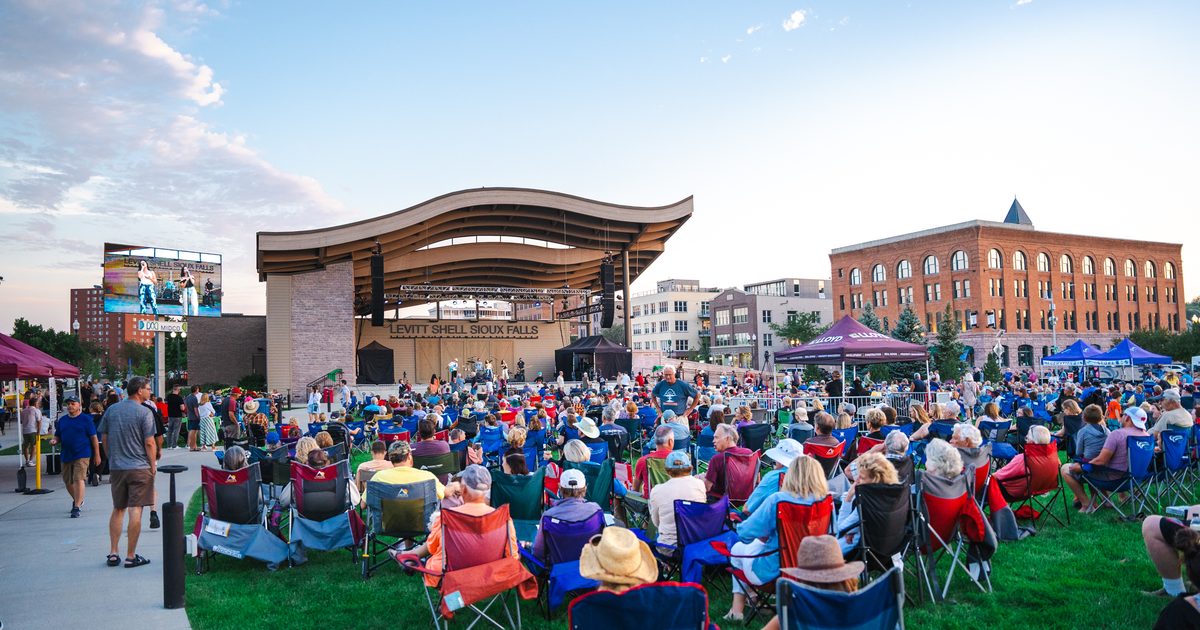 People watching a concert at the Levitt during the summer